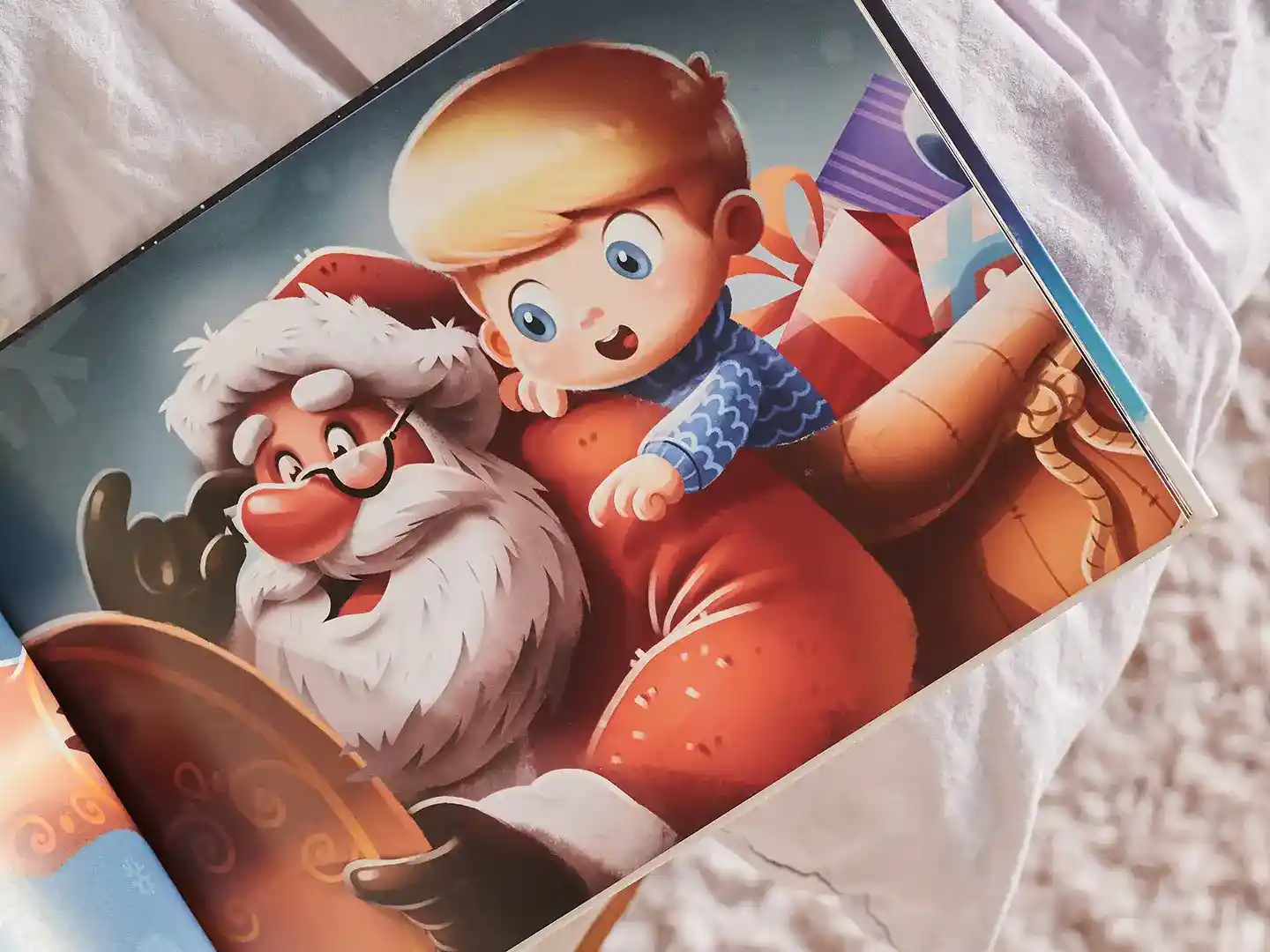 Ilustracja z książki bożonarodzeniowej  Hurra Bohaterowie przedstawia spersonalizowaną postać.