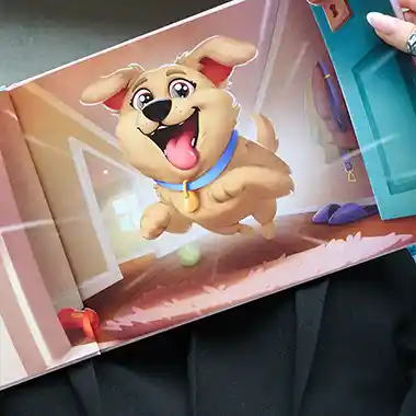 Ilustrowana na zamówienie pamiątkowa książka o psie